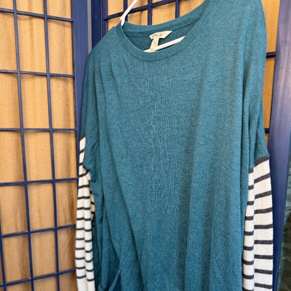Matilda Jane Striped Sleeve Teal Knit Sweater – Size XL - Picture 3 of 8